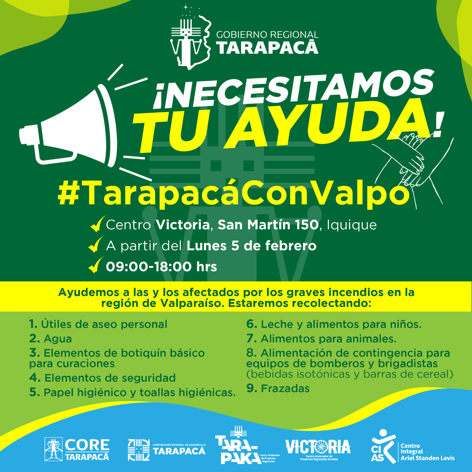 Gobierno De Tarapacá Inicia Campaña #TarapacáConValpo Para Ayudar A Los ...